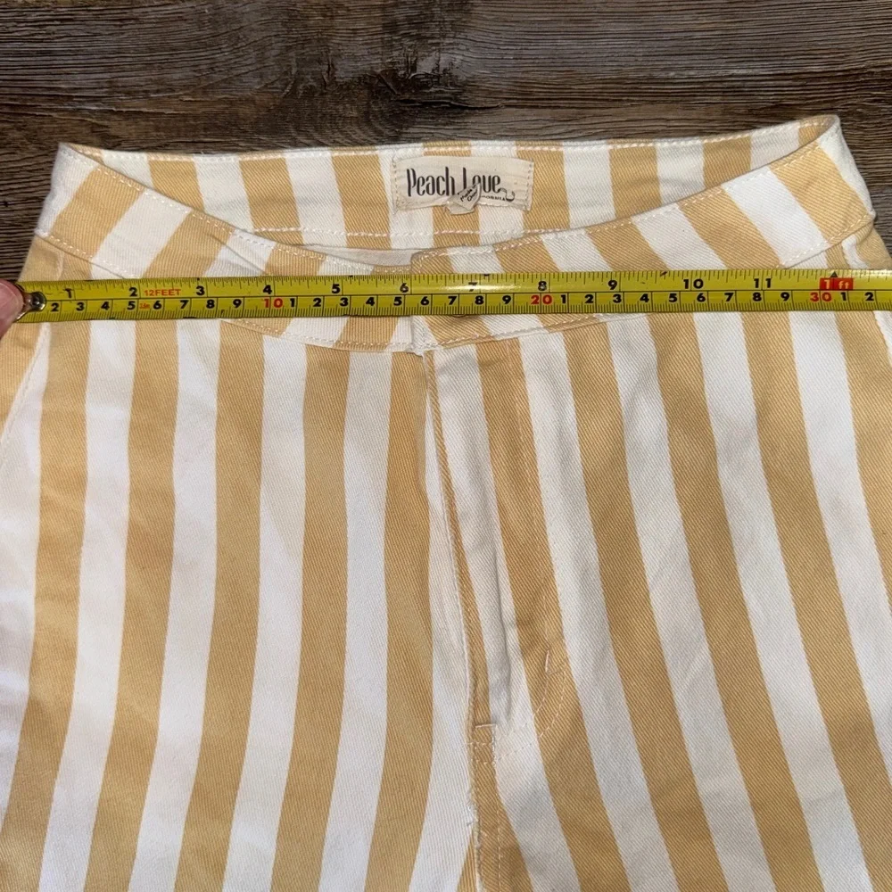 Peach Love California Striped Stretch Denim Bell Bottom Flare Pants XS Boho